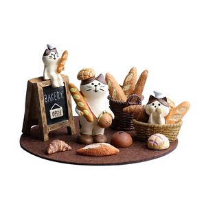 Cute Bread Cat Resin Ornament Set Artistic Desktop Decor Home Office Decoration Animal Shape Gift For Birthday Housewarming - Product Image 1
