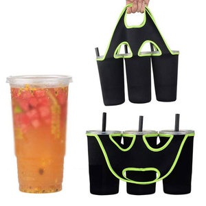 Neopren-Schulter tasche Benutzer definierte Kaffee hüllen Abdeckung Stoff gemustert 3 Flaschen Neopren-Kaffeetasse hülle - Product Image 2