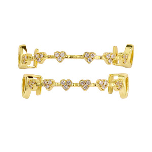 Venta al por mayor: Parrilla dental de oro estilo hip hop con corazón de circonita y diamantes, personalizada y a la moda, para decoración dental. - Product Image 5