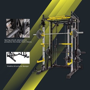 เครื่องออกกำลังกายมัลติฟังก์ชั่น MR Compact Commercial Power Rack Smith สำหรับสควอท อก ขา พร้อมแผ่นโฟม ABS และอุปกรณ์สแตนเลส เสริมสร้างความแข็งแรง - Product Image 3