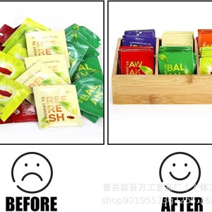 Bamboo <b>Tea</b> Bag Storage <b>Box</b> 10x3 Inch Six Compartment Drawer Organizer For Cabinet Use - Product Image 5