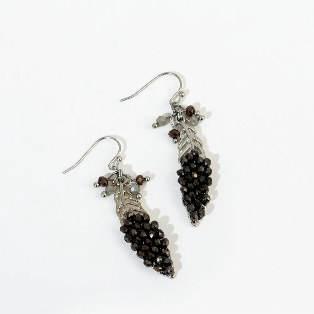 Fashion Handmade Jewelry Leaf Crystal Earrings Gemstone Hoop Earrings jewelry