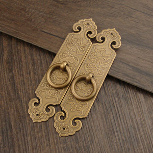 Chinese Style Pure <b>Copper</b> Cabinet Handle Rectangle Pull Ring Durable Furniture <b>Knob</b> - Product Image 2