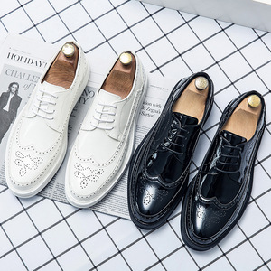 Oxford Shoes Fashion <strong>Brogue</strong> Men Leather Formal Dress Shoes Man Comfortable Office Party Footwear <strong>White</strong> <strong>Black</strong> - Product Image 2
