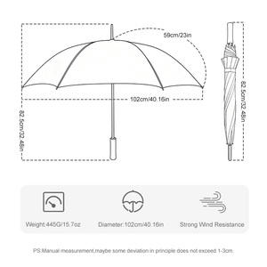 Parapluie droit à manche long, résistant au vent, à ouverture automatique, avec cadre en fibre de verre robuste, pour le soleil et la pluie, avec logo personnalisé pour les cadeaux promotionnels - Product Image 2