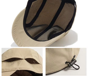 Cappello da Golf Beige a 5 Pannelli con Tasca Laterale, Leggero e Pieghevole, per Uomo, Ideale per Viaggi e Corsa - Product Image 2
