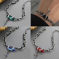 Bracelet en acier titane en forme d'étoile serti de diamants pour homme, bijoux faits à la main minimalistes haut de gamme et tendance