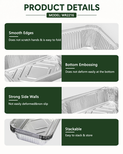 Barquette en aluminium <span class=keywords><strong>jetable</strong></span> de 2,25 lb (8,5x6 pouces) pour la livraison de repas aux restaurants américains, emballage de viande pour barbecue, plateau argenté - Product Image 6