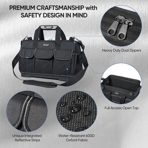 Échantillon gratuit : Sac de rangement pour outils d'électricien robuste à 21 poches, ouverture supérieure manuelle, organisateur d'outils - Product Image 3