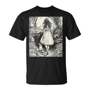 Camiseta de manga corta con estampado digital de fantasía vintage de Down The Rabbit Hole, unisex, para adultos, con cuello redondo - Product Image 1