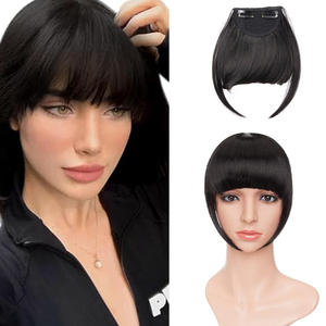 Clip en cabello <span class=keywords><strong>Flequillo</strong></span> Extensiones <span class=keywords><strong>de</strong></span> flecos <span class=keywords><strong>Flequillo</strong></span> recto con Templo <span class=keywords><strong>Postizos</strong></span> Accesorios Grueso <span class=keywords><strong>Flequillo</strong></span> frontal completo limpio - Product Image 1