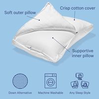 Oreiller de luxe pour dormir, taille Queen/King, blanc, lot de deux, avec motifs marins et animaux