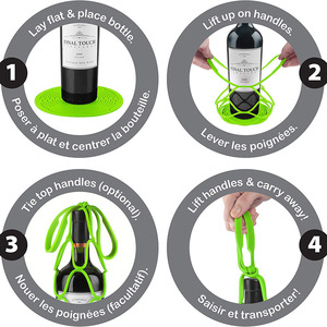 Bán buôn OEM tùy chỉnh thanh phụ kiện Silicone chai rượu vang tàu sân bay rượu vang Tote 1 mảnh hiện đại Vòng cấp thực phẩm Silicone 1PC/OPP Túi - Product Image 2