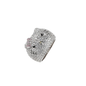 BES Fashion Women's Hip Hop <b>Cat</b> <b>Ring</b> Brass Rhodium & Gold Plated Iced Zircon Engagement Gift Jewelry for Parties - Product Image 1