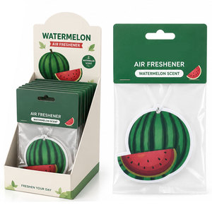 Désodorisant en carton suspendu parfum Pastèque, design personnalisé dessin animé, parfum longue durée, pour voiture et maison - Product Image 1