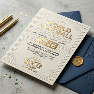 Invitations personnalisées <span class=keywords><strong>de</strong></span> luxe pour la Coupe du Monde <span class=keywords><strong>de</strong></span> Football 2026 – Cartes <span class=keywords><strong>de</strong></span> vœux estampillées à chaud or pour événements sportifs et fêtes - Product Image 3