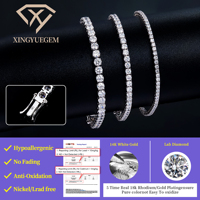 Laboratuvar Üretimli Elmas Tenis Bileklikleri 925 Ayar Gümüş DEF/VS-VVS Yuvarlak Laboratuvar Elmasları Beyaz Altın Rengi 2/3/4mm Tenis Bileklikleri