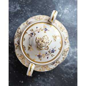 Gabriella P. Pot à sucre en porcelaine anglaise de la fin du XVIIIe siècle, style géorgien, décorations dorées à motif de pâquerettes pour restaurants - Product Image 5