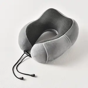 Almohada de viaje 100% Almohada de espuma viscoelástica, almohada para el cuello para avión, almohada de soporte para el cuello y la cabeza para dormir Descanso y coche