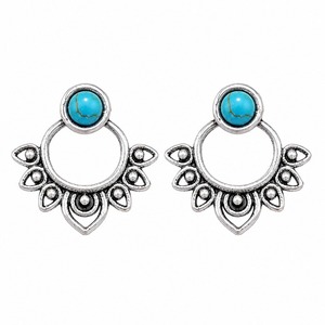 Orecchini vintage rimovibili con pietre intarsiate a forma di loto, regalo da donna per feste o per tutti i giorni in stile bohémien - Product Image 6
