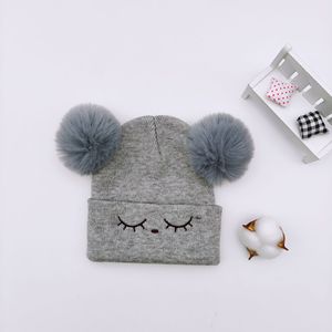 Ensembles de bonnets tricotés pour garçons et filles, bonnets pour enfants en Spandex/Coton, bonnets mignons et chauds pour bébés avec pompons et protège-oreilles, pour tout-petits, plage et voyage - Product Image 3
