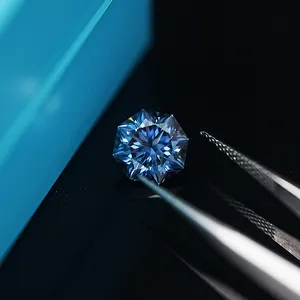 Design personalizado azul vvs claridade solto moissanite octogon brilhante corte diamante 7.0mm 2 carat moissanite gems