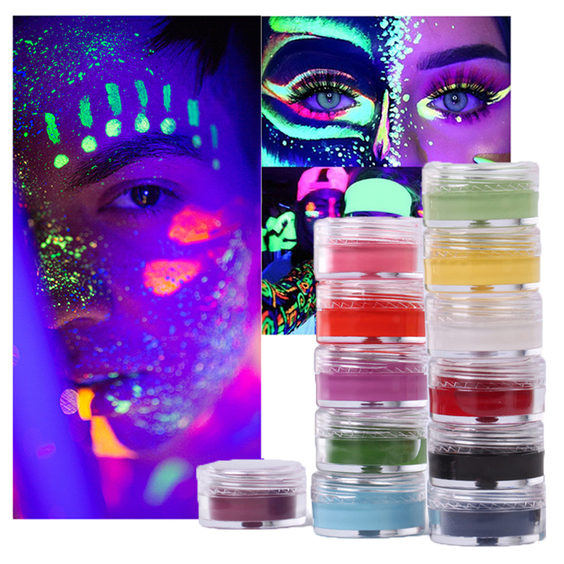 Eigenmarke nachhaltige Regenbogen-Kosmetikfarbe uv Neon-Eyeliner wasseraktivierter Eyeliner-Gel leuchtende Gesichtsfarbe