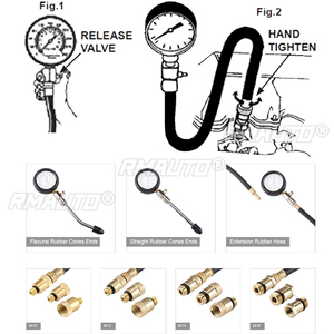Kit de testeur de pression pour moteur à essence, compresseur de diagnostic de fuites, outil de compression pour voiture avec étui - Product Image 6