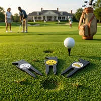 Outil de réparation de divots de golf magnétique 6 en 1 avec marqueur de balle en alliage de zinc, logo personnalisé, pour hommes et femmes, accessoires de golf, cadeau