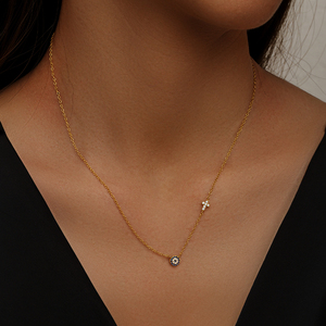 Collar de Plata con Colgante de Ojo Azul con Circonita y Diamantes Chapados en Oro de 18k para Mujer, Marca CANNER - Product Image 5