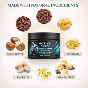 Beurre corporel pour homme en marque propre |   Hydratant profond pour homme actif |   Absorption rapide, formule naturelle, parfum de Cologne - Product Image 3