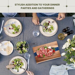 Planche à découper en bois d'art de résine époxyde bleue avec l'huile minérale pour le fromage de pain - Product Image 6