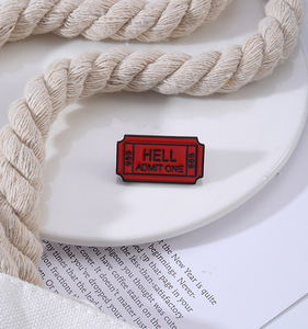 Novedades Boleto <span class=keywords><strong>de</strong></span> ida al infierno "Hell Admit One 666" Broche Insignia Denim Jeans Pin <span class=keywords><strong>de</strong></span> solapa Broche gótico fresco - Product Image 5