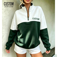 Ensemble de sweat-shirts zippés à col montant pour femme, color block personnalisé, en molleton de coton épais de haute qualité, brodé, style décontracté