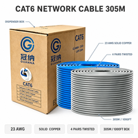Kabel Ethernet Cat6 Lanjutan 305m 1000ft Bulk CCA UTP FTP SFTP LSZH 23AWG 4Pair Bersertifikasi CE/FCC untuk Pengkabelan Dalam/Luar Ruangan