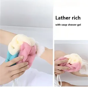 Éponge de douche en maille douce en PE, exfoliante naturelle, brosse dorsale, boule moussante, nettoyant corporel pour le bain - Product Image 5