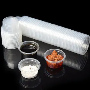 Hot Sale Disposable Plastic Take Away Sauce Cups Tasting Drinking Thickened Clear Plastic Cups with Lid