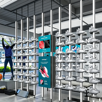 Étagères d'affichage pour magasin de chaussures, éclairées par LED, pour magasin de vêtements pour hommes, armoire d'affichage autoportante, étagères éclairées par LED, cintres métalliques