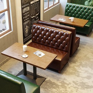 Hiện Đại Retro Rắn Gỗ Nhà Hàng Đồ Nội Thất Mỹ Phong Cách Thẻ Ghế Sofa Bàn Ghế Đặt Cho Món Tráng Miệng Trà Sữa Thịt Nướng Snack - Product Image 4