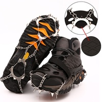 Crampons antidérapants d'hiver à 13 dents pour chaussures, avec chaînes en acier inoxydable, ajustables, pour l'extérieur