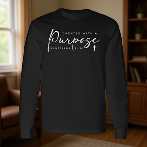 Camiseta de manga larga con versículo bíblico y la frase Faith, creada con un propósito. - Product Image 3