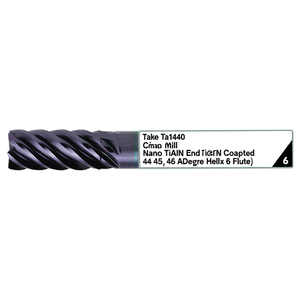 Fraise à queue en carbure Ttake Ta1440, revêtement Nano TiAlN, hélice 44 45 46 degrés, 6 cannelures - Product Image 2