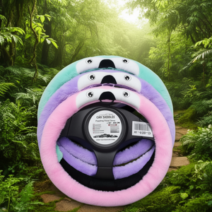 Funda para Volante de Coche, 37-39 cm, Piel Sintética, Rosa, Morado, Menta, Negro, Blanco, Diseño de Dibujos Animados, G-F59 - Product Image 2