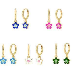 Прекрасный, эмаль, цветок, серьги-кольца для женщин и девочек 925 стерлингового серебра серьги, серьги, ювелирное изделие, модные серьги в форме плата 925 - Product Image 1