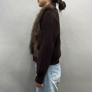 Jancoco - Suéter <span class=keywords><strong>de</strong></span> Piel <span class=keywords><strong>de</strong></span> Zorro Genuina para Mujer, Estilo Cardigan, Corto, Cálido, Personalizado, Venta al Por Mayor - Product Image 2