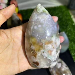 Adorno de ágata de flor <span class=keywords><strong>verde</strong></span> de cristal Natural Kindfull tallado a mano Fengshui <span class=keywords><strong>cuarzo</strong></span> tallado para decoración del hogar - Product Image 5