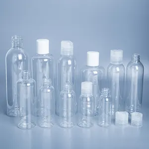 Shampoo Bottles Empty 100ml 150ml 250ml 300ml 500ml Clear PET Plastic Container With Wide Disc Cap Oil Hair Gel Lotion Bottle