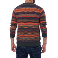 Pull en tricot côtelé à col rond classique pour homme, à manches longues, en jacquard