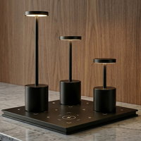 Lampe de table sans fil personnalisable avec chargeur sans fil, batterie portable, variateur tactile, lampe de table sans fil pour restaurant, rechargeable