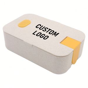 Boîte à bento portable monocouche en paille de blé, écologique, de qualité alimentaire, compatible micro-ondes, en fibre de blé, avec support pour téléphone portable - Product Image 1